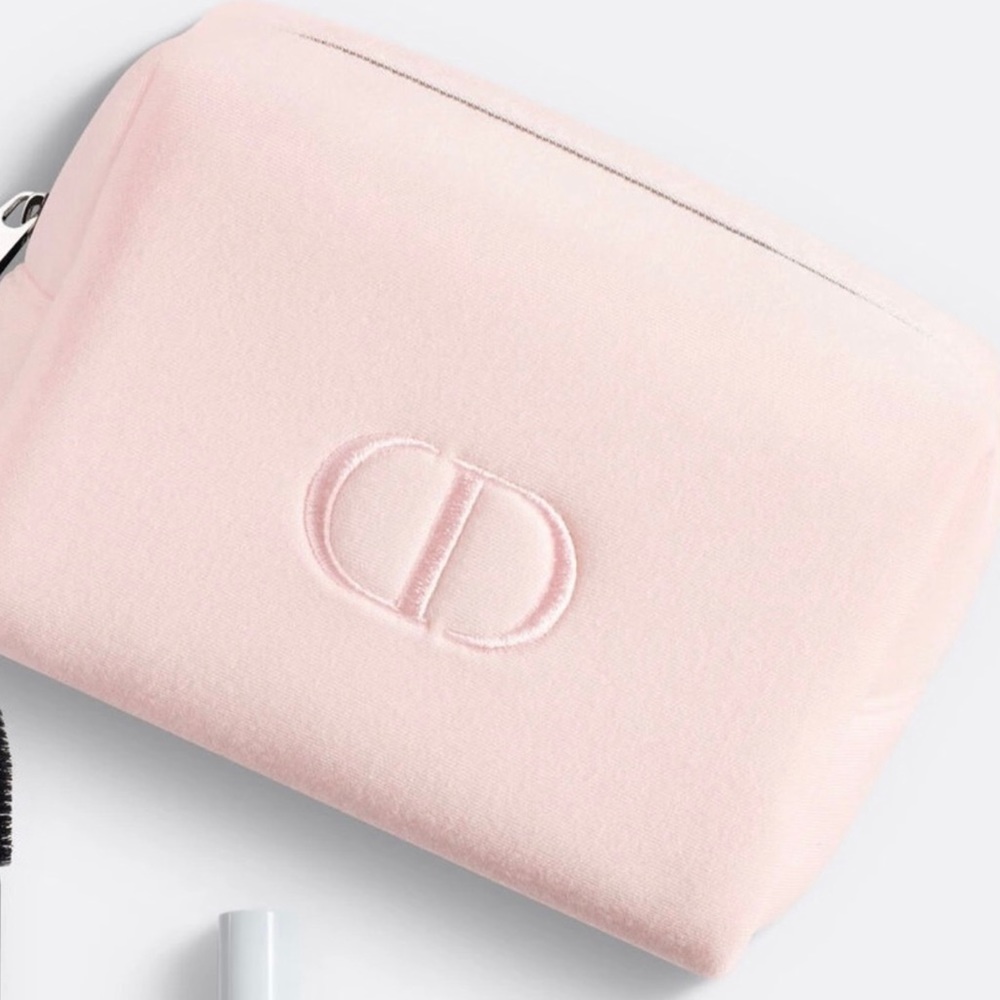 Dior Beauty Light Pink Makeup Bag Pouch Dior Logo Travel case, New